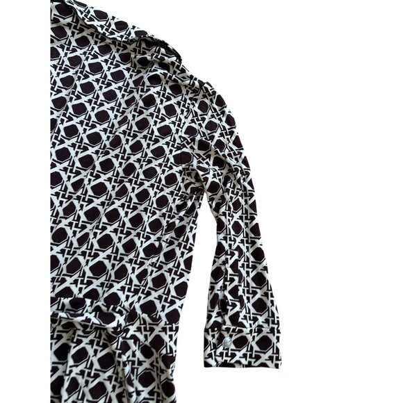 DVF DIANE VON FURSTENBERG Brown Basket Weave Print Wrap Romper Size 6 - Picture 8 of 13